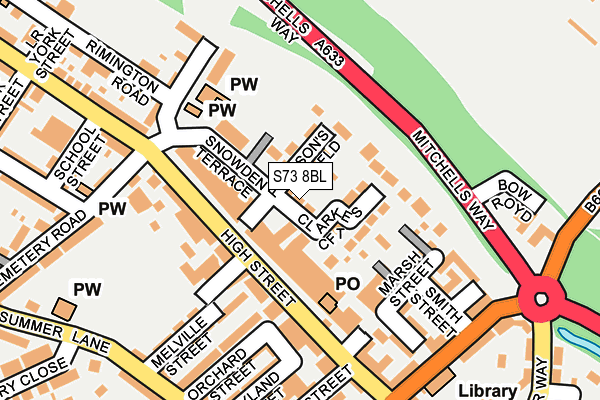 S73 8BL map - OS OpenMap – Local (Ordnance Survey)