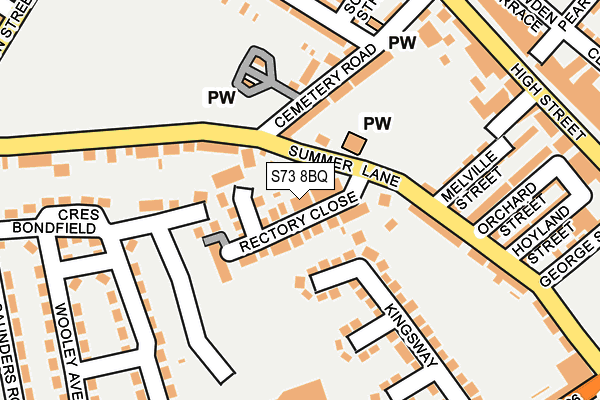 S73 8BQ map - OS OpenMap – Local (Ordnance Survey)