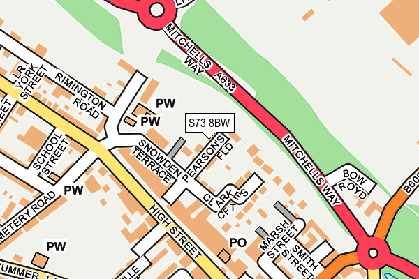 S73 8BW map - OS OpenMap – Local (Ordnance Survey)