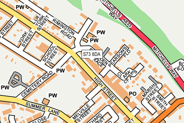 S73 8DA map - OS OpenMap – Local (Ordnance Survey)