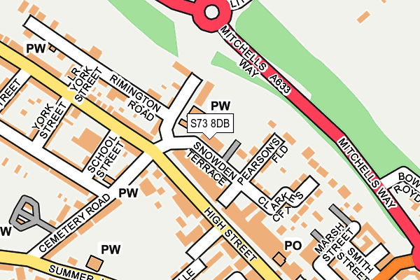 S73 8DB map - OS OpenMap – Local (Ordnance Survey)