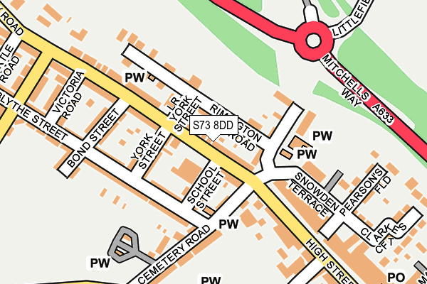 S73 8DD map - OS OpenMap – Local (Ordnance Survey)