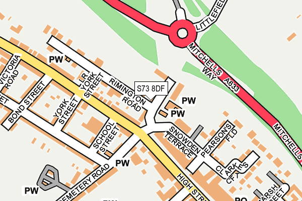 S73 8DF map - OS OpenMap – Local (Ordnance Survey)