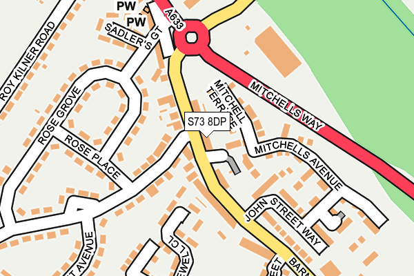 S73 8DP map - OS OpenMap – Local (Ordnance Survey)