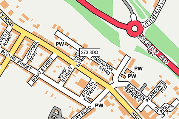 S73 8DQ map - OS OpenMap – Local (Ordnance Survey)