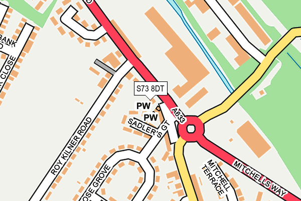 S73 8DT map - OS OpenMap – Local (Ordnance Survey)