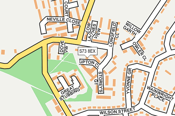 S73 8EX map - OS OpenMap – Local (Ordnance Survey)