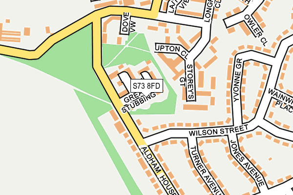 S73 8FD map - OS OpenMap – Local (Ordnance Survey)
