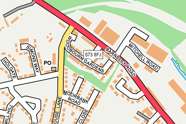 S73 8FJ map - OS OpenMap – Local (Ordnance Survey)