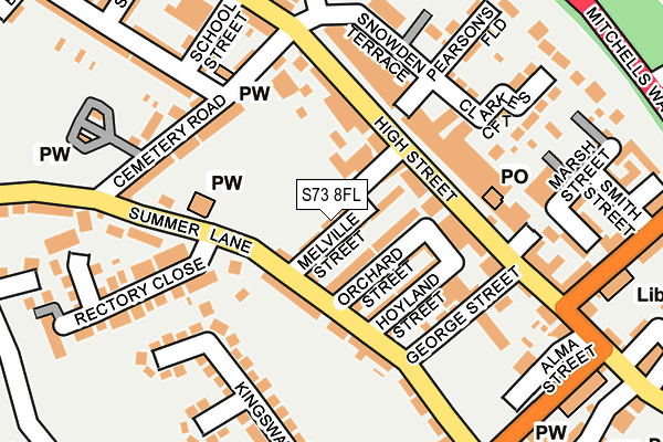 S73 8FL map - OS OpenMap – Local (Ordnance Survey)