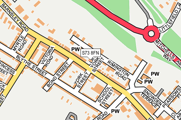 S73 8FN map - OS OpenMap – Local (Ordnance Survey)