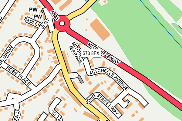 S73 8FX map - OS OpenMap – Local (Ordnance Survey)