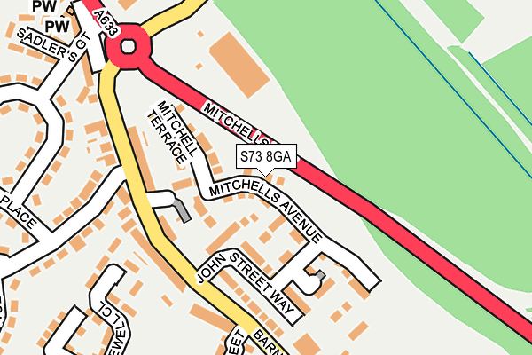 S73 8GA map - OS OpenMap – Local (Ordnance Survey)