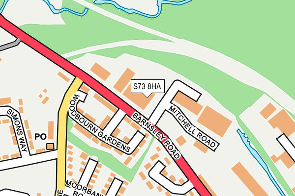 S73 8HA map - OS OpenMap – Local (Ordnance Survey)