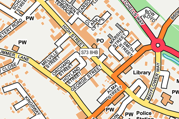 S73 8HB map - OS OpenMap – Local (Ordnance Survey)