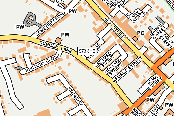 S73 8HE map - OS OpenMap – Local (Ordnance Survey)