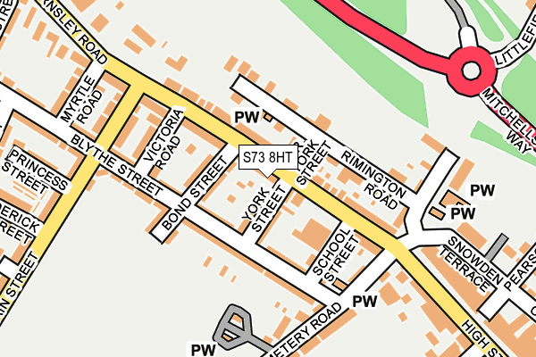 S73 8HT map - OS OpenMap – Local (Ordnance Survey)