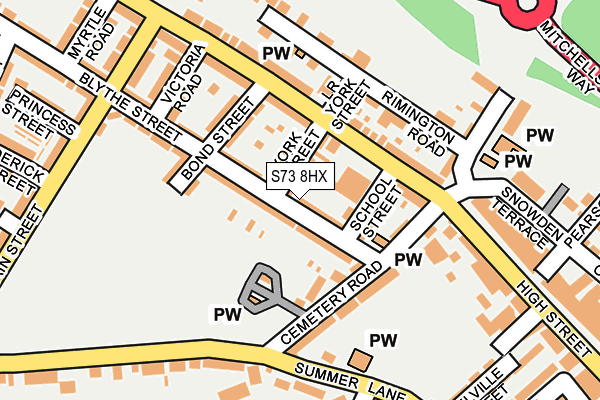 S73 8HX map - OS OpenMap – Local (Ordnance Survey)