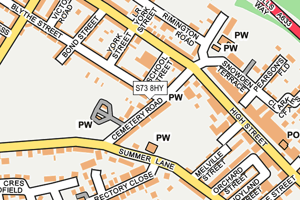 S73 8HY map - OS OpenMap – Local (Ordnance Survey)