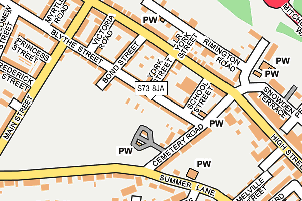 S73 8JA map - OS OpenMap – Local (Ordnance Survey)