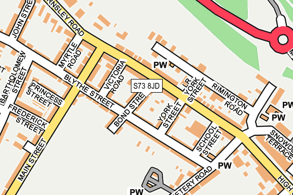 S73 8JD map - OS OpenMap – Local (Ordnance Survey)