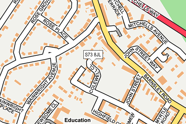 S73 8JL map - OS OpenMap – Local (Ordnance Survey)