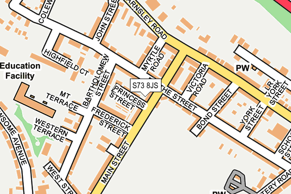 S73 8JS map - OS OpenMap – Local (Ordnance Survey)