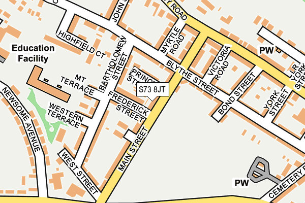 S73 8JT map - OS OpenMap – Local (Ordnance Survey)