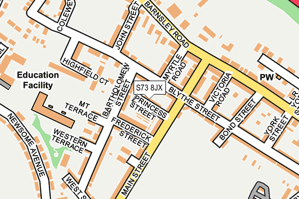 S73 8JX map - OS OpenMap – Local (Ordnance Survey)