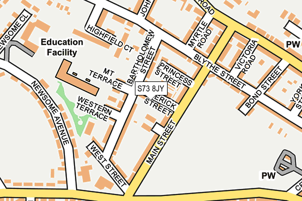 S73 8JY map - OS OpenMap – Local (Ordnance Survey)