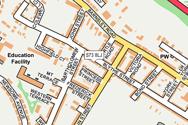 S73 8LJ map - OS OpenMap – Local (Ordnance Survey)