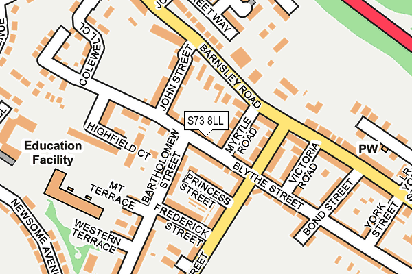 S73 8LL map - OS OpenMap – Local (Ordnance Survey)