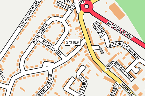 S73 8LP map - OS OpenMap – Local (Ordnance Survey)