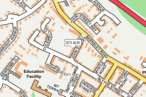 S73 8LW map - OS OpenMap – Local (Ordnance Survey)