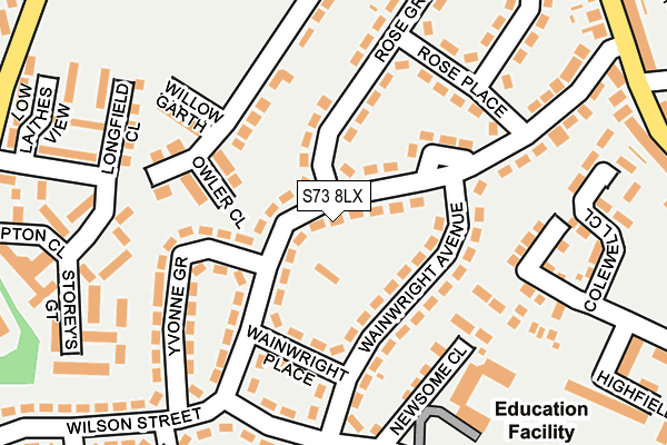 S73 8LX map - OS OpenMap – Local (Ordnance Survey)