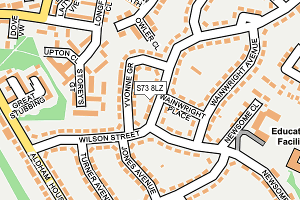 S73 8LZ map - OS OpenMap – Local (Ordnance Survey)