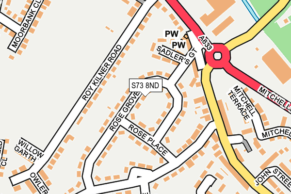 S73 8ND map - OS OpenMap – Local (Ordnance Survey)