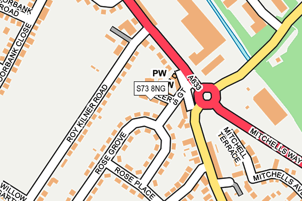 S73 8NG map - OS OpenMap – Local (Ordnance Survey)