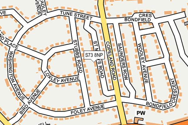 S73 8NP map - OS OpenMap – Local (Ordnance Survey)