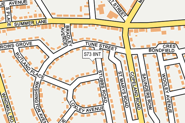 S73 8NT map - OS OpenMap – Local (Ordnance Survey)