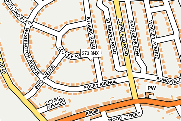 S73 8NX map - OS OpenMap – Local (Ordnance Survey)