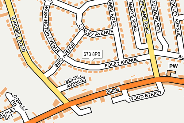 S73 8PB map - OS OpenMap – Local (Ordnance Survey)