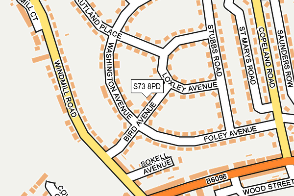 S73 8PD map - OS OpenMap – Local (Ordnance Survey)