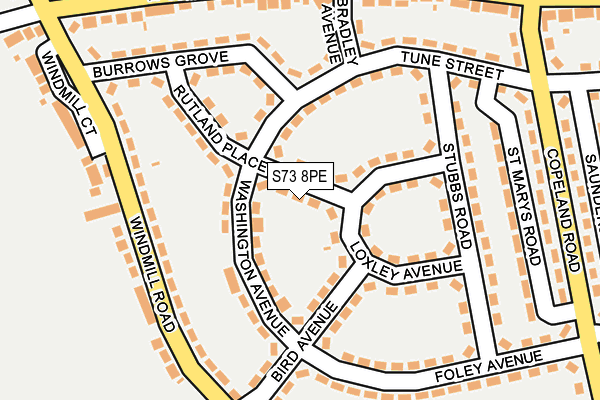 S73 8PE map - OS OpenMap – Local (Ordnance Survey)