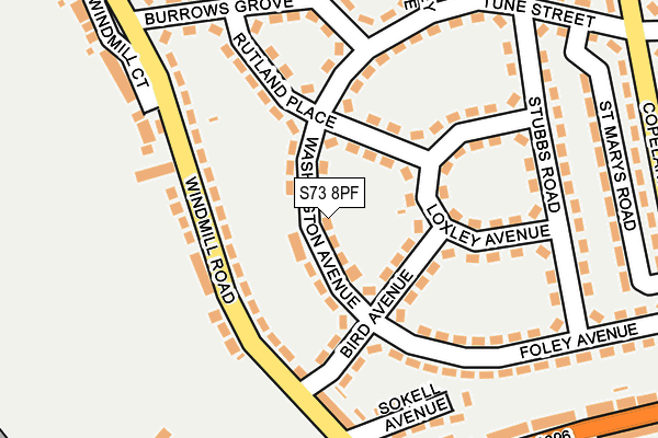 S73 8PF map - OS OpenMap – Local (Ordnance Survey)