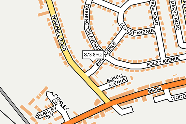 S73 8PQ map - OS OpenMap – Local (Ordnance Survey)