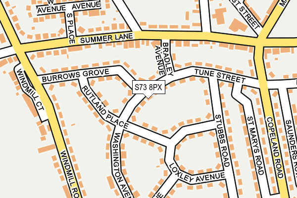 S73 8PX map - OS OpenMap – Local (Ordnance Survey)