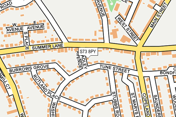 S73 8PY map - OS OpenMap – Local (Ordnance Survey)