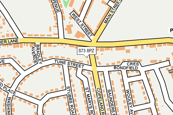 S73 8PZ map - OS OpenMap – Local (Ordnance Survey)