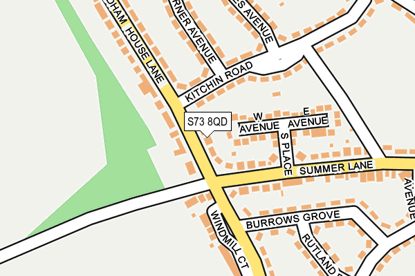 S73 8QD map - OS OpenMap – Local (Ordnance Survey)